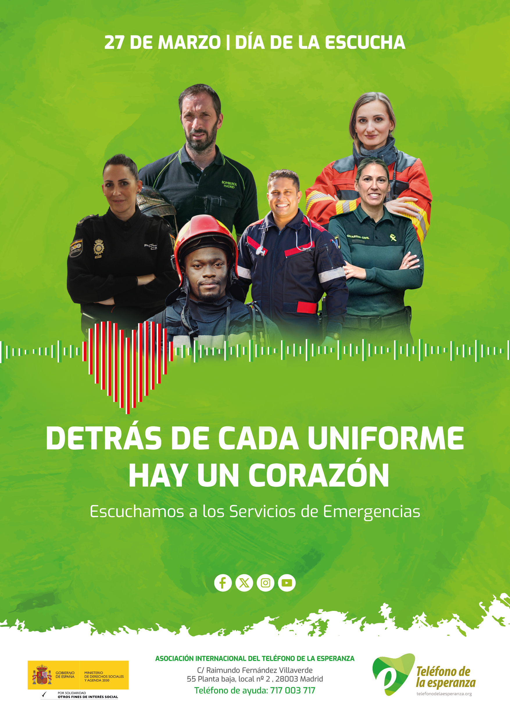 El Teléfono de la Esperanza lanza una campaña para visibilizar la importancia de la salud mental en los servicios de emegencias